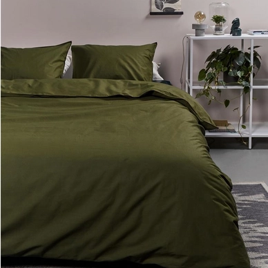 Housse de Couette Ambiante Coton Uni Vert Olive | Etrias.fr